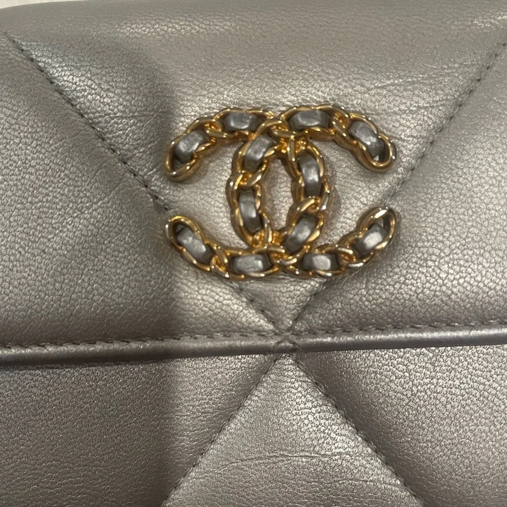 Chanel Silver Quilted Wallet